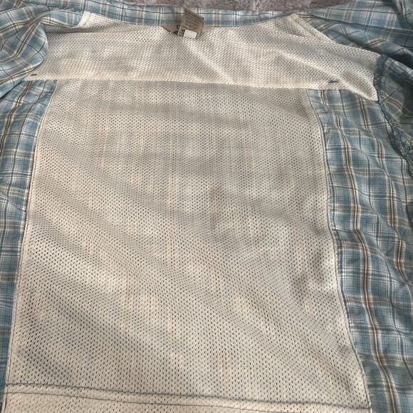 Mens Duluth Trading Co Nylon Blend Vented Hiking Shirt Aqua Plaid Size Large - Picture 16 of 16